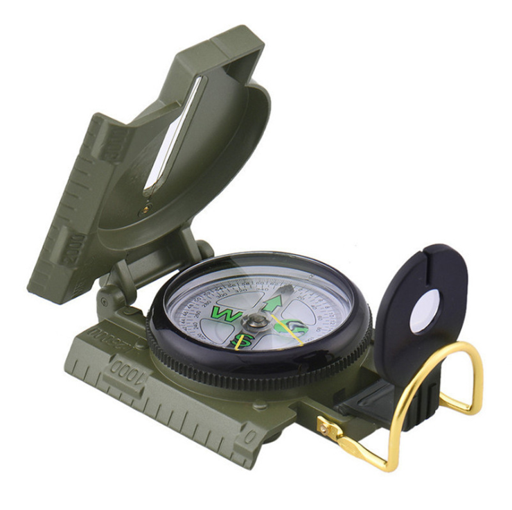 American individual army green aluminum alloy compass multifunctional metal compass outdoor mountaineering adventure camping