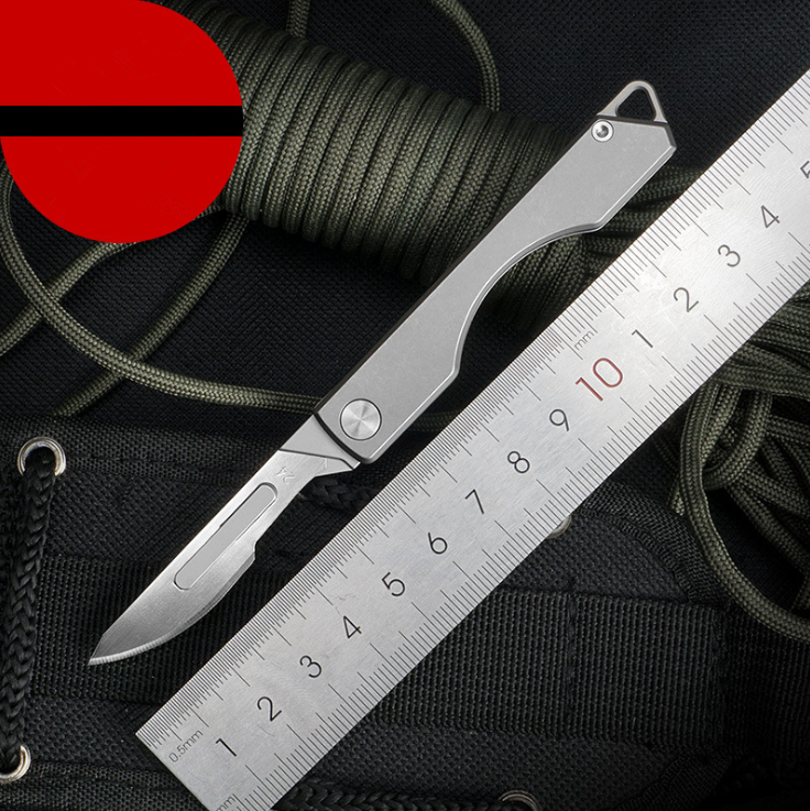 Titanium alloy sharp folding knife key small knife dismantling delivery knife water fruit knife surgical knife beauty worker portable speed changing blade