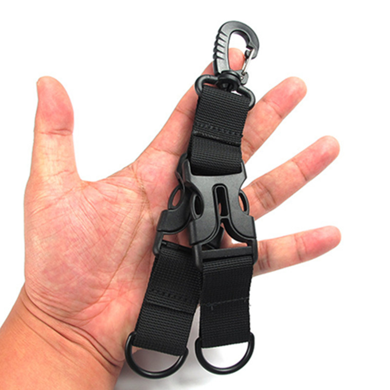 Outdoor tactical nylon webbing backpack double-headed buckle multi-functional quick-release carabiner double-release backpack auxiliary buckle