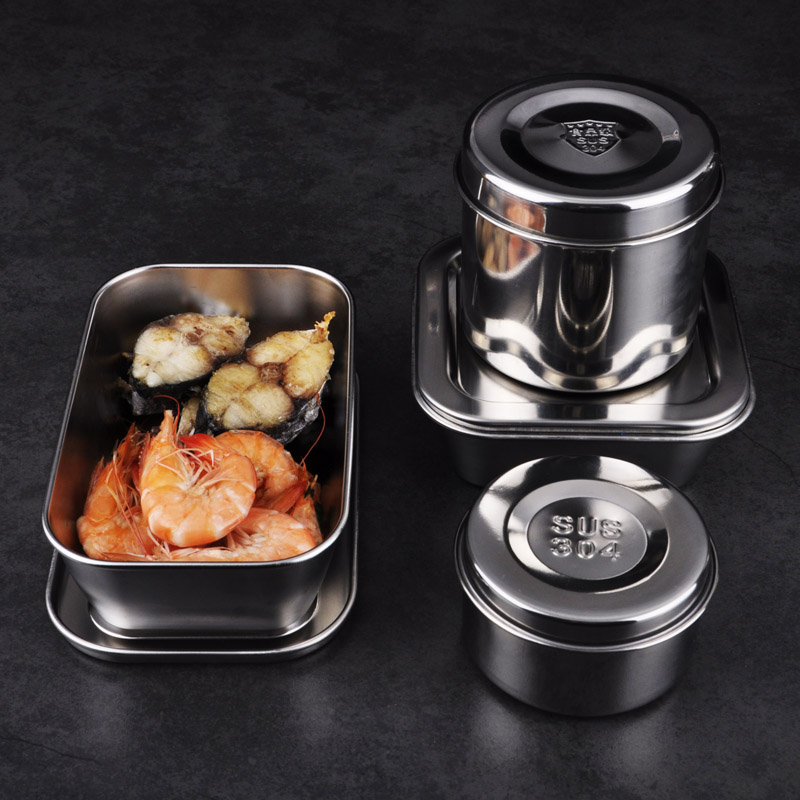 304 Stainless Steel Food Preservation Small Lunch Box Kindergarten Canteen Special Case Round Food Leave Sample Cartridges Lid