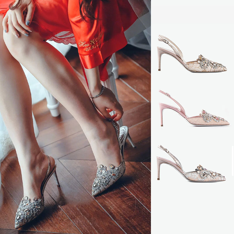 RENE CAOVILLA lace jewel with sandal skewy half-yard (IT 6405200090)