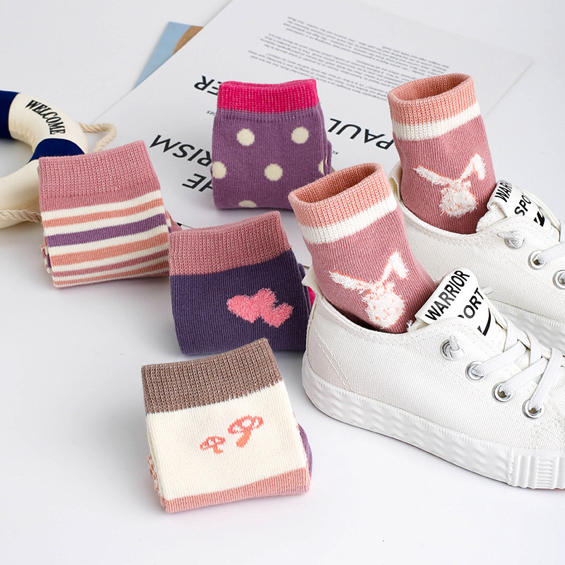 Girls socks autumn and winter pure cotton children's girls spring and autumn big boys and girls mid-tube cotton princess student socks