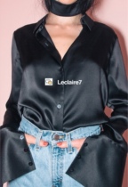 Discount spot Orseund Iris American style black silk long-sleeved shirt lu meng same paragraph