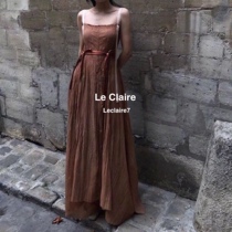 Spot Peng tai Peng Tai Dirty Orange Natural Texture Sling Dress