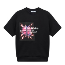 Clearance spot Prada x double F co-name black heart Lightning short sleeve T-shirt 490 Euro