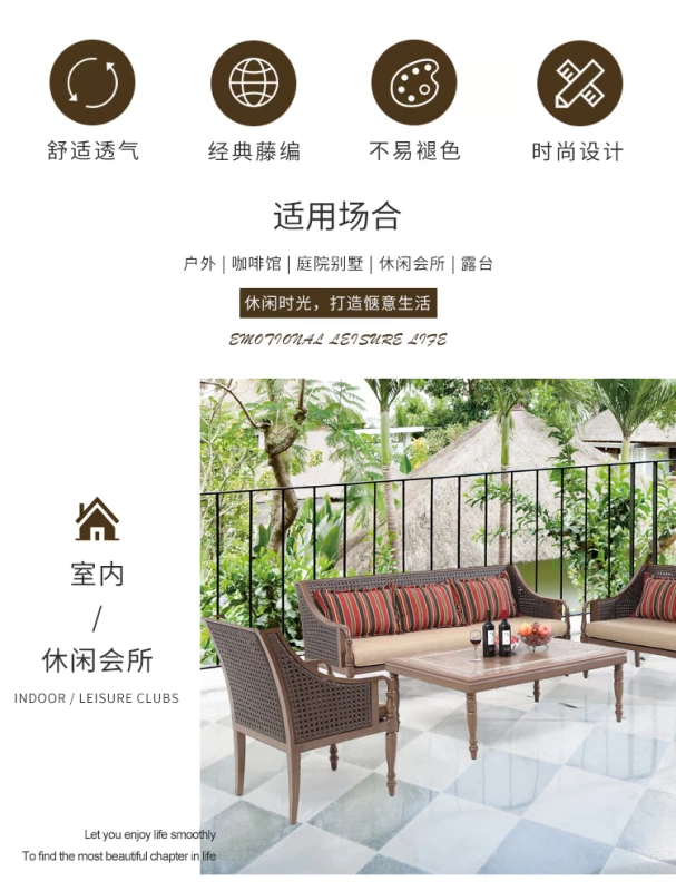 Nội thất Excelle Ban công châu Âu Manhattan ngoài trời vườn Wicker ghế sofa kết hợp bàn ghế vườn kết hợp ưu đãi đặc biệt - Bàn ghế ngoài trời / sân