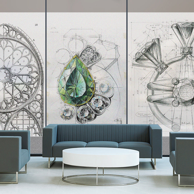 Customized glass door film decorative painting personality creative office partition electrostatic frosted sticker transparent opaque