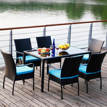 Mikio People Outdoor Table And Chairs Combined Rattan Chair Subcafe Milk Tea Shop Vine Chair Open-air Balcony Vines Chair Five Pieces