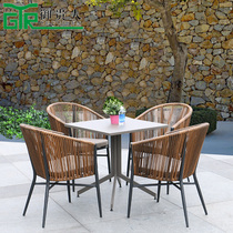 The Noble People Outdoor Table And Chairs Nordic Rattan Chair Three Sets Combination Minima outdoor sunscreen Chair Balcony Leisurest Chair