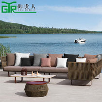 Mikio People Nordic Outdoor Rattan Sofa Open Air Outdoor Terrace Patio Sunscreen Sunscreen Trio Rattan Chairs Combined Sofa