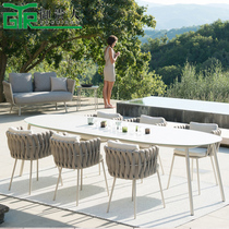 The Outdoor Table And Table of the Miquis Outdoor table and table Composition Three-five-piece Courtyard Villa outdoor sofa Leisure Rattan Art Chair