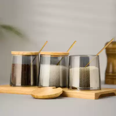 Nordic kitchen seasoning box set Household combination seasoning jar Glass salt jar seasoning bottle monosodium glutamate seasoning box