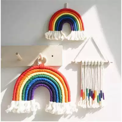INS Nordic home woven tapestry Rainbow hand woven pendant tassel decoration wall-mounted photo props Foreign trade