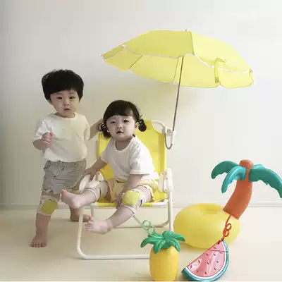 Korean same children folding beach chair thickened picnic chair with umbrella portable sand Korean seaside children's chair