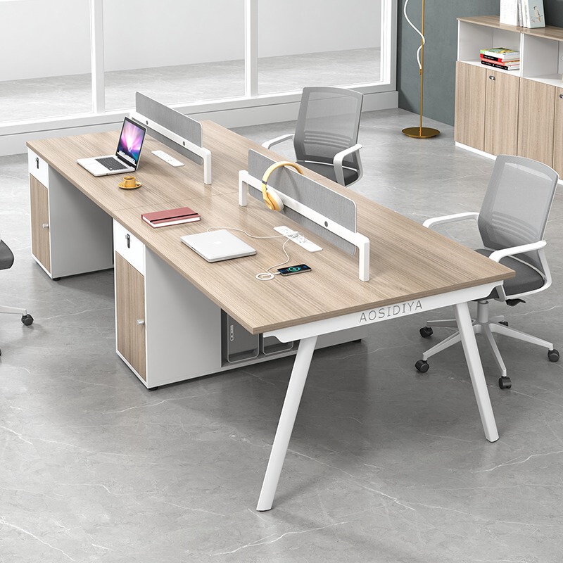 Staff Desk and Chair Combination 4 Four 6 People Simple Modern Office Desk Screen Workstation Computer Desk Card Holder