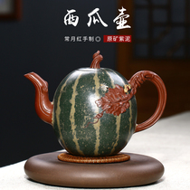  Watermelon pot Purple sand pot pure handmade raw ore purple mud medium tea set Chang Yuehong rain sand