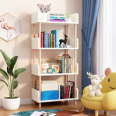 Simple landing bookshelf solid wood simple living room multi-layer shelf space Children's storage shelf student small bookcase