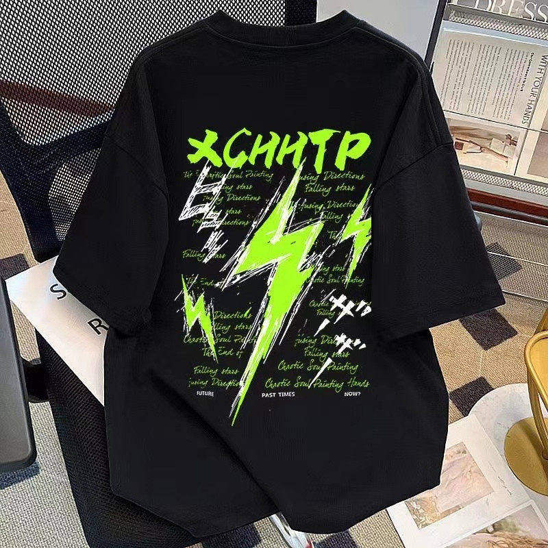 CUHK/ детская хлопковая футболка с короткими рукавами и надписью High Street Lightning для мальчиков, новая летняя красивая детская футболка с пятью рукавами