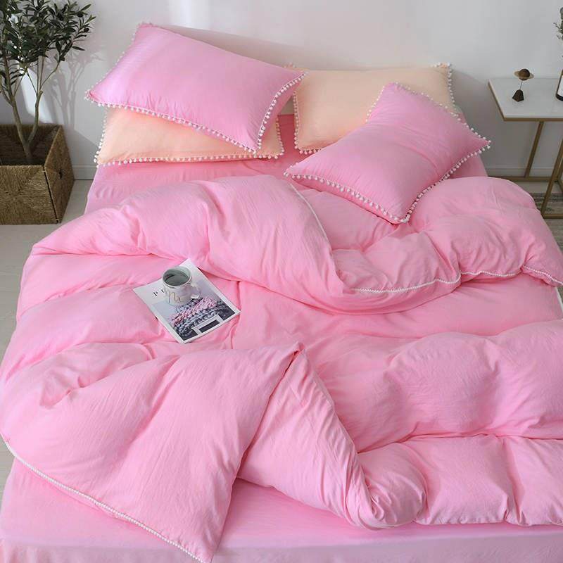 Solid color washed quilt cover single piece ball quilt cover single double student dormitory bedding 1 5m1 8m2 0m