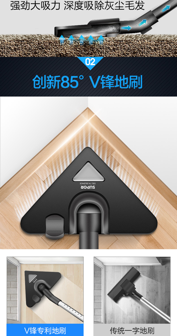Máy hút bụi gia đình Supor VCC36C-12 hút lớn cực kỳ yên tĩnh mạnh mẽ đa năng - Máy hút bụi 