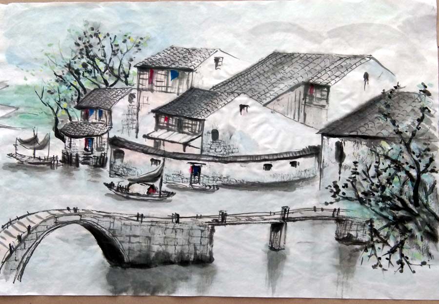 Chinese painting exercises, classical semi-finished products, landscape flowers and birds, special students, four bucket square punching diamonds, recommended ten gifts