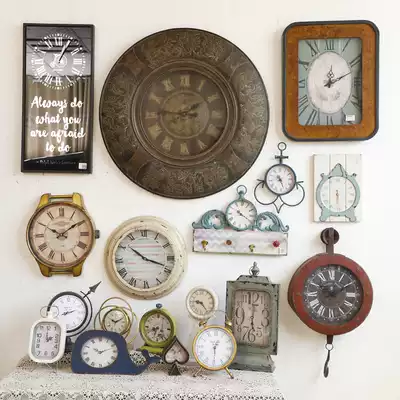 Large collection of solitary products-American antique old wrought iron wall clock, clock, bedroom, living room wall Wall, glass clock
