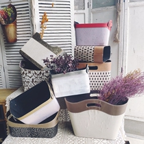 Large collection of solitary products-Foreign trade retro home soft decorations antique storage storage leather basket portable basket flower basket