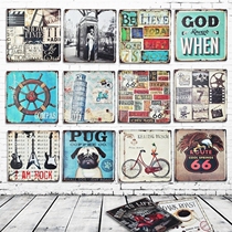 A large collection of tin paintings-American country style pastoral retro home accommodation bar antique decorative paintings mural paintings