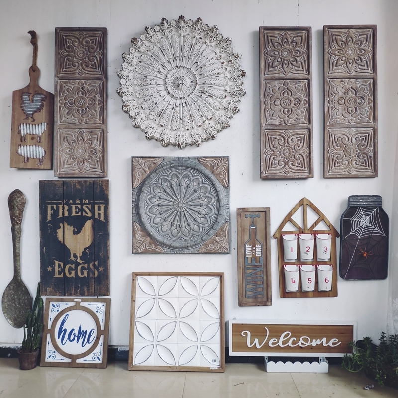 Great collection of solitary products-foreign trade retro home decoration engineering soft clothing iron art wood wall decoration imitation ancient creative pendant
