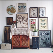 Large collection of solitary products-Foreign trade retro home accommodation hotel decoration wooden frame glass craft painting Wall Wall painting mural