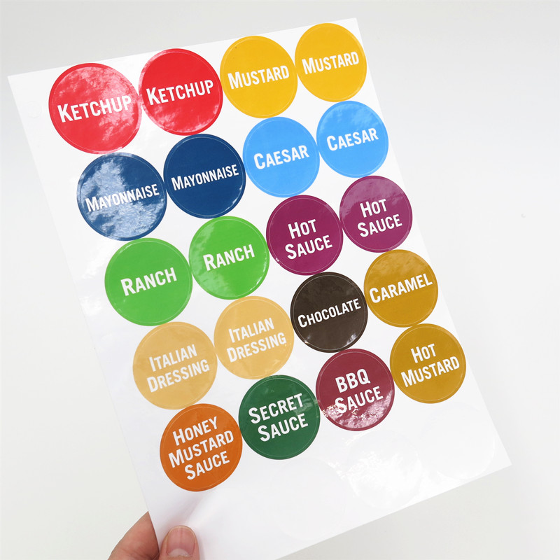 Import Squeeze Bottle Label Paper Racing Sauce Special Classification 100 Adhesive Sticker Taste Round Color Sorting Labels