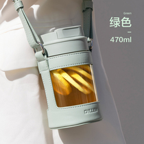 Swedish Cica Glass Water Glass Womens Summer Portable Coffee Cup Double Drink With Straw High Face Value Cups Design Niche