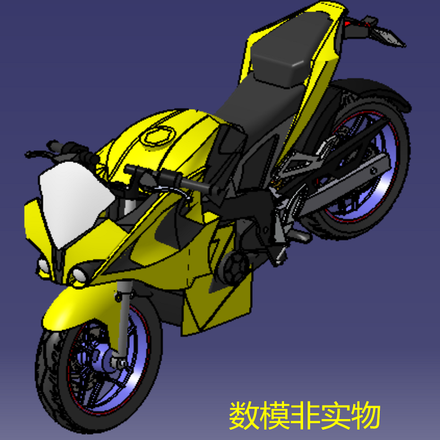 Motorcycle 3D three-dimensional geometric number model surface modeling stp engineering drawings internal combustion motor vehicle CAD