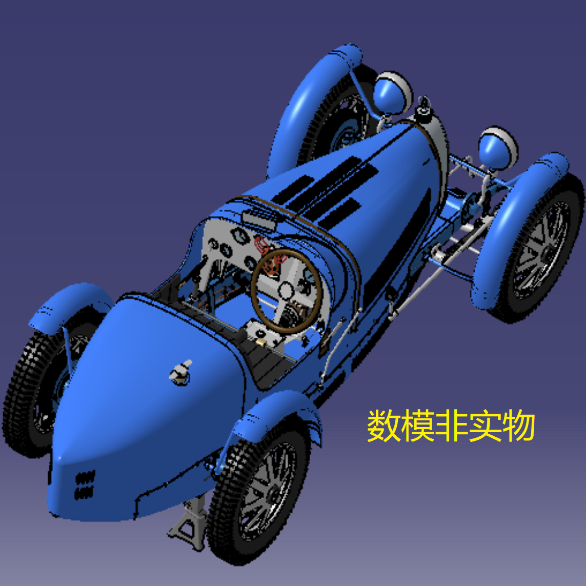 Bugatti type car racing 3D three-dimensional geometric model mechanical engineering drawings suspension steering interior and exterior trim