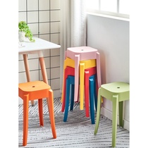 Nordic adult thickened household fashion round plastic simple high stool stacked without backrest spare bench color chair