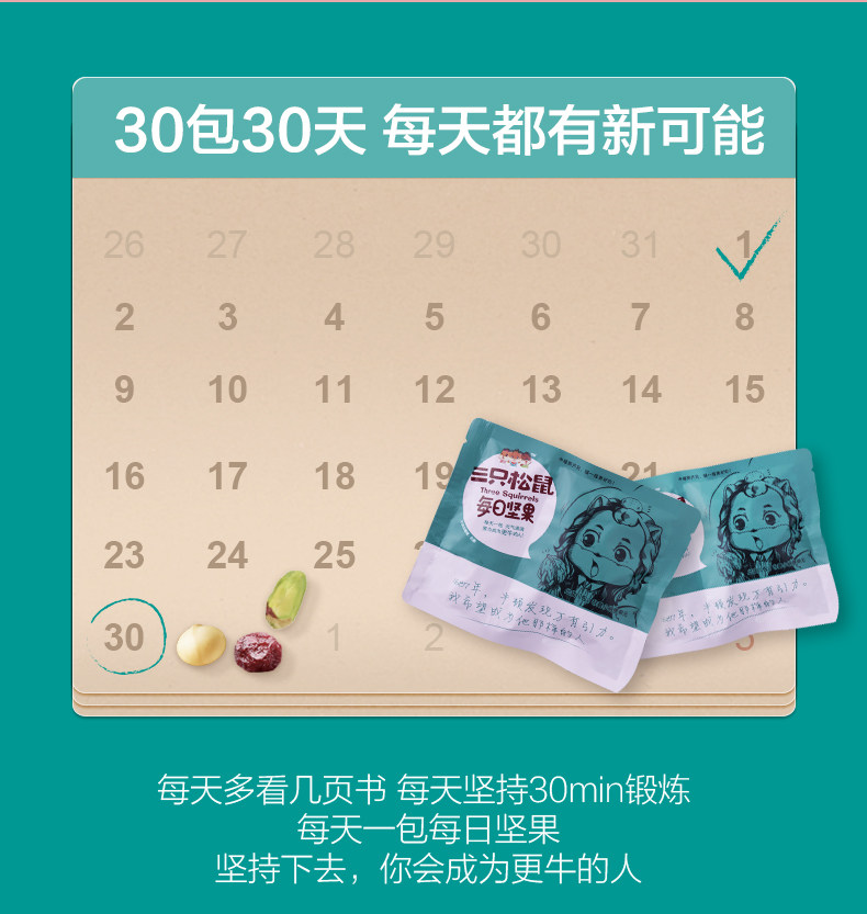 天猫类目第一 三只松鼠 每日坚果750g 图2