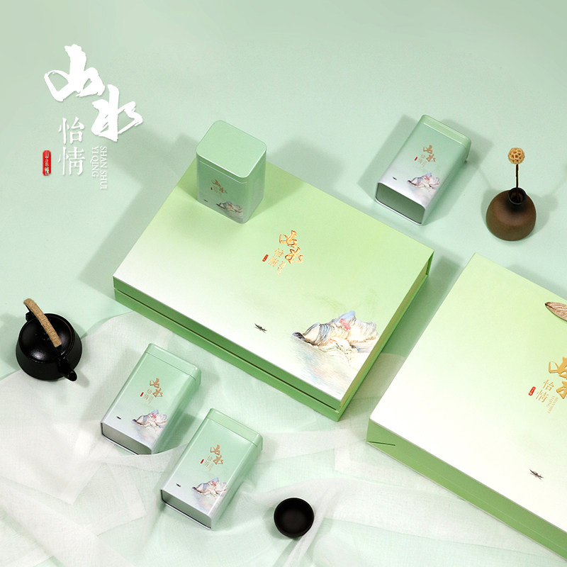 New tea packaging box empty gift box half a catty one catty green tea gift box empty box Longjing Maojian Biluochun general
