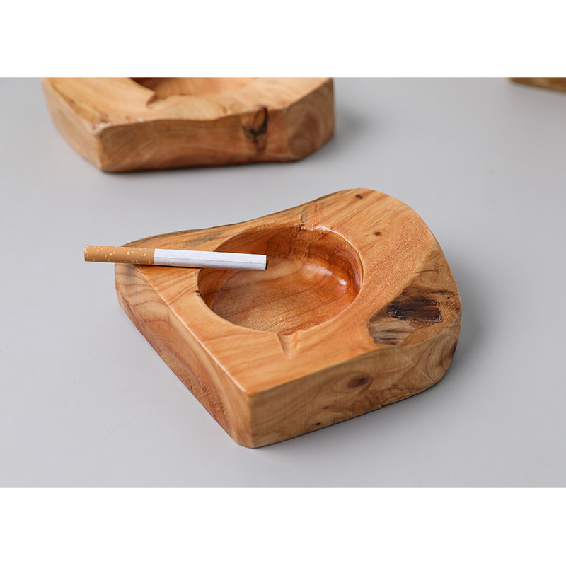 Creative solid wood ashtray natural conformable home living room bar homestay personality trend retro wooden ornaments
