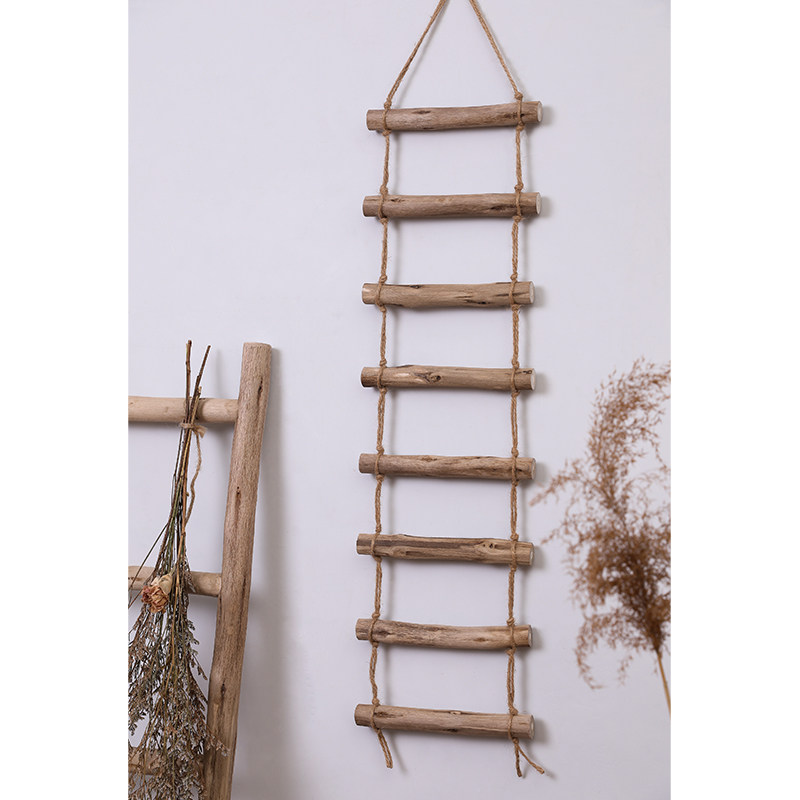 Creative wall decoration wooden ladder Nordic hemp rope branches photo props background wall homestay wall pendant ornaments