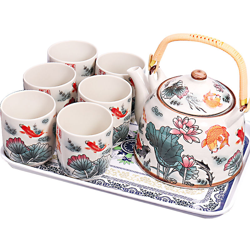 Jingdezhen Big number teapot tea tea set Set Qinghua Porcelain Kung Fu Tea With Tea Tray Whole Set Of Home Tea Cup Suit Special Price