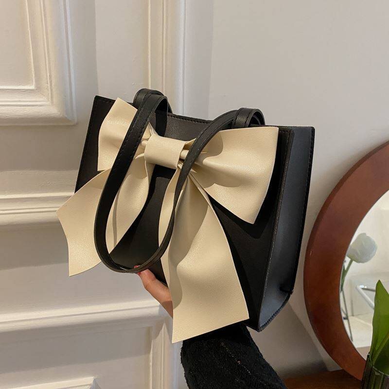 High face value handbag 2021 new fashion office work group bag advanced senses fashion hand girl bag bow tie