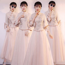 Bridesmaid uniform 2021 New Chinese bridesmaid group wedding girlfriends sister dress Chinese style long spring summer dress