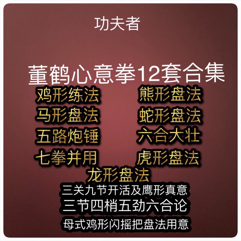 Dong He's 12-Lesson Series on Xin Yi Quan: Dragon, Tiger, Rooster, Bear, Horse, Snake Formations, Cannon Hammer, Six-Combination Seven-Strike Joints