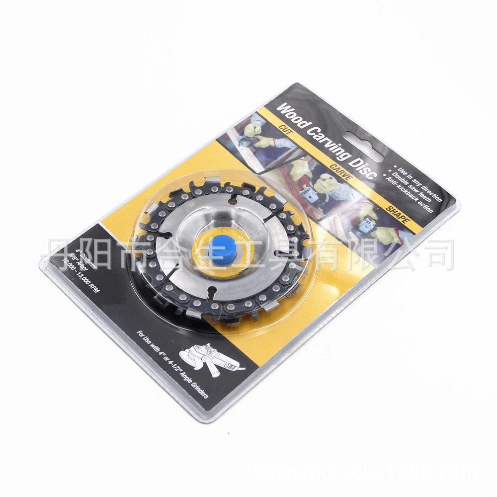 Angle grinding with 4 inch chain disc 14 tooth width woodworking oil saw cutting slice wood slot bay slot HOT synthesis