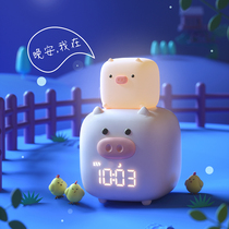 Electronic alarm clock mute students with bedside intelligent luminous multi-function cartoon clock Childrens special sound oversized