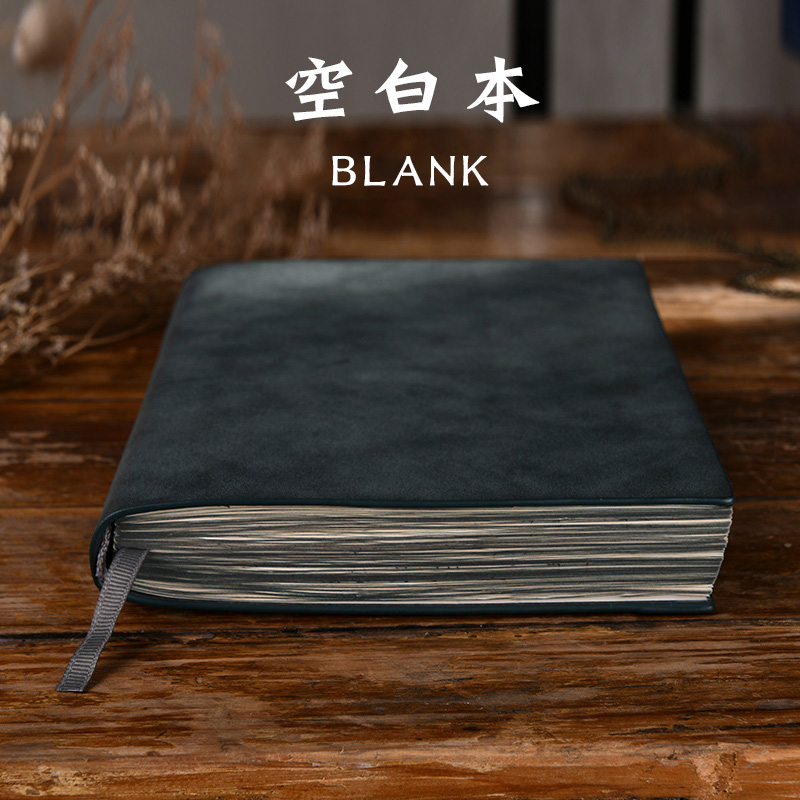A5 blank inner page notebook soft leather vintage painting hand-painted no grid wireless illustration White paper diary literary and artistic exquisite college students Ultra-thick simple thickened excerpt notepad customization