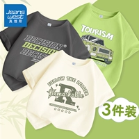 [Чистый хлопок, 3 упаковки] Абрикос/J ретро-буквы-средне-серый/J белые и зеленые буквы-мятно-зеленый/J зеленый дикий автомобиль