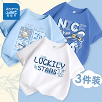 [3 упаковки из чистого хлопка] Белый/Аэрокосмический Белый Кот-Синий/J Comics Четыре рамки-Индиго/Happy Skateboard