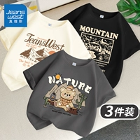 [3 упаковки из чистого хлопка] Средний серый/J Suburban Bear-Apricot/J Brown Mountain Peak-Black/J Mountain Forest Water