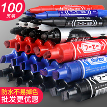 100 oily marker pen Black large double head large capacity ink color painting marker pen hook oil Pen Waterproof non-fading small double head quick-drying sign-in Pen Press wholesale